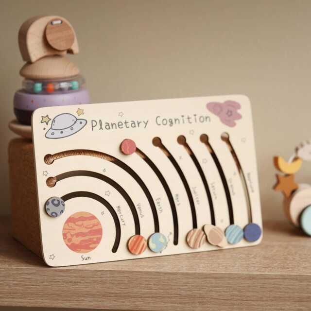 Personalised Wooden Solar System Puzzle - Montessori Learning Toy - image 1