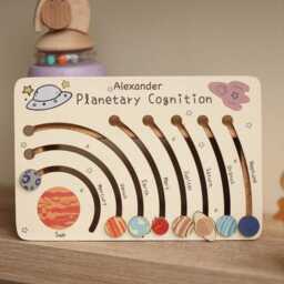 Personalised Wooden Solar System Puzzle - Montessori Learning Toy - thumbnail 2