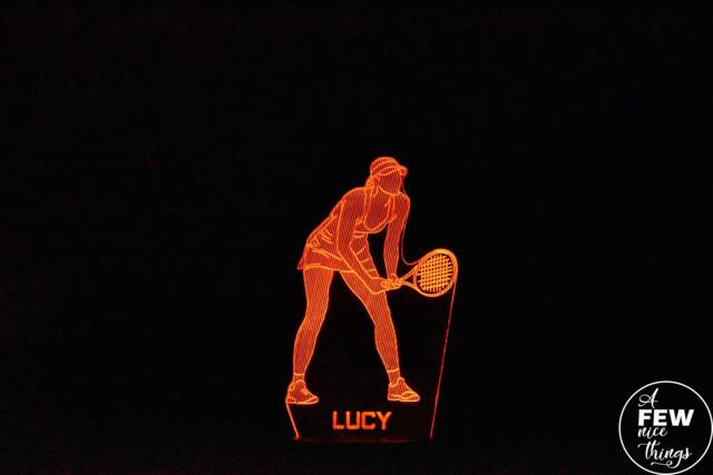 Personalised Tennis Player Led Night Light Racket Sport Lamp - image 1