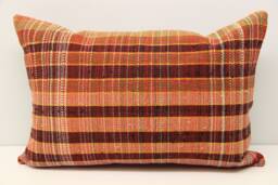Turkish Kilim Lumbar Pillow Cover Vintage Wool & Cotton, 16x24 Inch - thumbnail 1