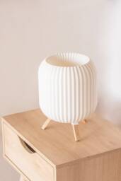 Kumo Oak Table Lamp, 3D Printed Modern Lantern - thumbnail 1
