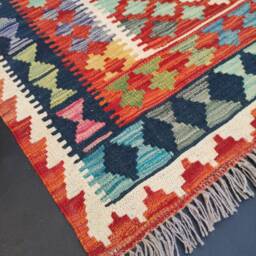 Kilim Rug, Handwoven Artisan Afghan Turkish Aztec Natural Reversible Wool Rug 153x99 cm - thumbnail 2