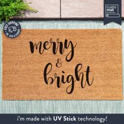 Merry & Bright Christmas Mat - Door Holiday Season Housewarming Gift- Decor Welcome - thumbnail 1