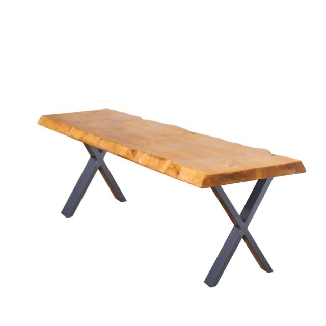 Live Edge Bench With X Legs - Industrial Reclaimed Timber Style - image 1