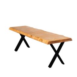 Live Edge Bench With X Legs - Industrial Reclaimed Timber Style - thumbnail 2