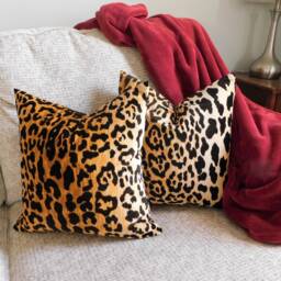 Braemore Jamil Velvet Cheetah Animal Print Pillow Cover Black & Tan Leopard Choose Size - thumbnail 2