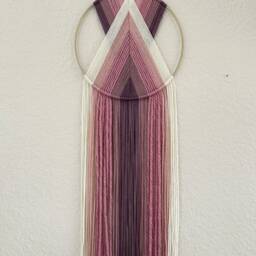 Purple Yarn Wall Hanging, Macrame Hoop Tapestry, Boho Nursery Decor - thumbnail 4