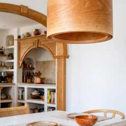 Handmade Walnut Kitchen Island Light, Wabi Sabi Chandelier Lighting - thumbnail 3