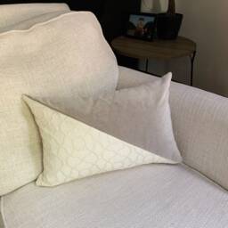 Handmade Velvet & Textured Cream Pillow Cover, Modern Farmhouse Lumbar - thumbnail 4