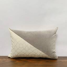 Handmade Velvet & Textured Cream Pillow Cover, Modern Farmhouse Lumbar - thumbnail 2