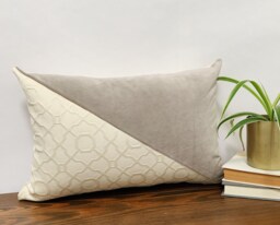 Handmade Velvet & Textured Cream Pillow Cover, Modern Farmhouse Lumbar