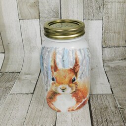 Red Squirrel Decoupage Kilner Jar Woodland Vase, Pen Pot - thumbnail 2