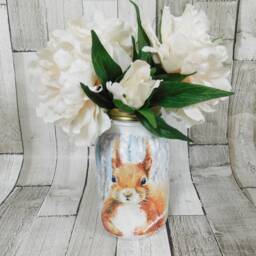 Red Squirrel Decoupage Kilner Jar Woodland Vase, Pen Pot - thumbnail 3