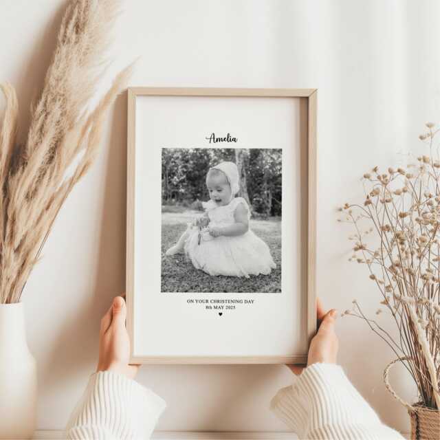 Christening Personalised Photo Frame Print - Baby Naming Day Gift Baptism For Boys Or Girls - image 1