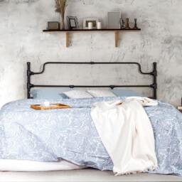 Iron Headboard Calypso - Wrought Headboard Handmade Industrial Metal Bed Frame, Minimalist Design - thumbnail 1