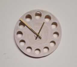 Unusual Hand Made White Glazed Stoneware Ceramic Minimalist Wall Clock With Brass Hands Quartz 25 cm 10 - thumbnail 1