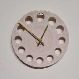 Unusual Hand Made White Glazed Stoneware Ceramic Minimalist Wall Clock With Brass Hands Quartz 25 cm 10 - thumbnail 2