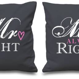 Couples Cushion Covers Mr Right Mrs Always Birthday Christmas Valentines Anniversary - thumbnail 4