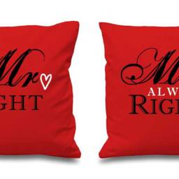 Couples Cushion Covers Mr Right Mrs Always Birthday Christmas Valentines Anniversary - thumbnail 3