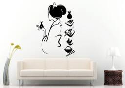 Sushi Japanese Food Girl Lady Woman Kimono Drinking Saki Kitchen Wall Decal Vinyl Sticker Mural Room Decor L1164 - thumbnail 1