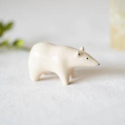 Handmade Ceramic Polar Bear Figurine - thumbnail 2