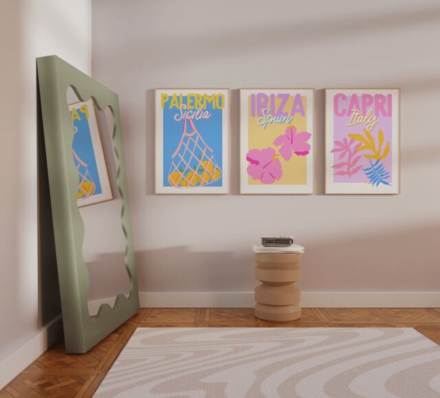 Capri, Ibiza, Palermo Print Set - Colorful Travel Posters - image 1