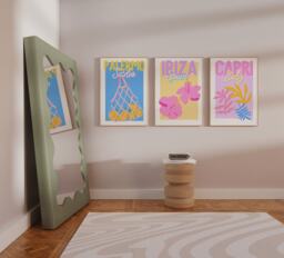 Capri, Ibiza, Palermo Print Set - Colorful Travel Posters - thumbnail 1
