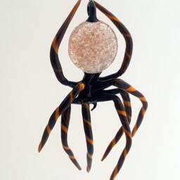 E30-21A Hanging Brown Spider With Striped Legs & Aventurine in Abdomen - thumbnail 2