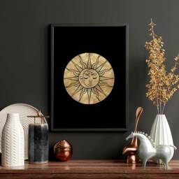 Sun & Moon Set Of 3 Framed Wall Art Prints For Living Room Decor, Black & Gold Extra Large Designer Gallery New Home Gift - thumbnail 3