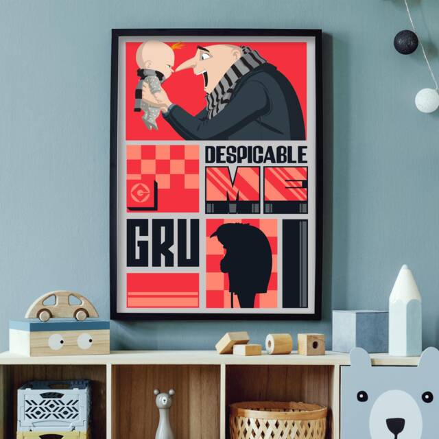 Despicable Me 4 Print - Red & Black Gru Poster Art - image 1