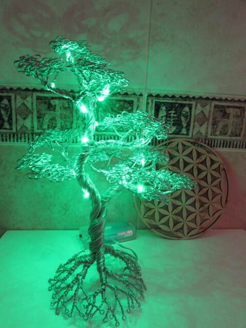 Wire Bonsai Spiritree With Green Led Lights - image 1