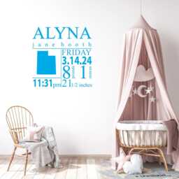 Personalized Baby Birth Stats Wall Decals, Custom Name Vinyl Stickers, Nursery Sign Art, State Announcement, Shower Gift Idea - thumbnail 3