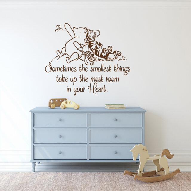 Smallest Things, Biggest Heart Vinyl Wall Decal, Nursery Pooh Decor P193 - image 1