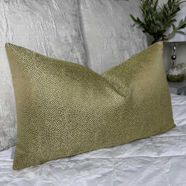 Decorative Lumbar Pillow Case, 12x20 Inch Cushion Cover - Green Textured Designer Fabric - image 1