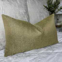 Decorative Lumbar Pillow Case, 12x20 Inch Cushion Cover - Green Textured Designer Fabric - thumbnail 1