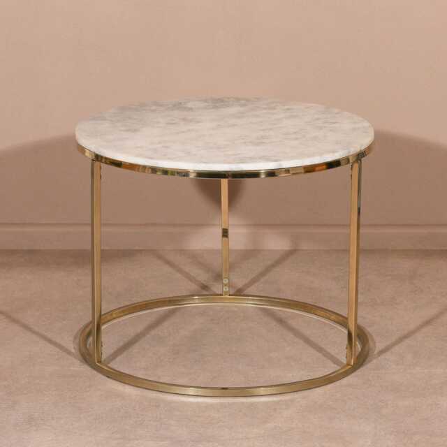 Gold Frame Occasional Side Table With Marble Top - image 1