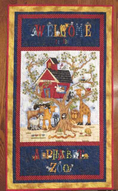 Alphabet Zoo Animals Quilt Handmade Nursery Wall Hanging - image 1