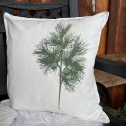 Pillowcase Cotton Hand-Printed With Larch Branch, Screen Print Unique/Handmade, Handmade Pillowcase For Nature Lovers - thumbnail 4