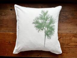 Pillowcase Cotton Hand-Printed With Larch Branch, Screen Print Unique/Handmade, Handmade Pillowcase For Nature Lovers - thumbnail 1