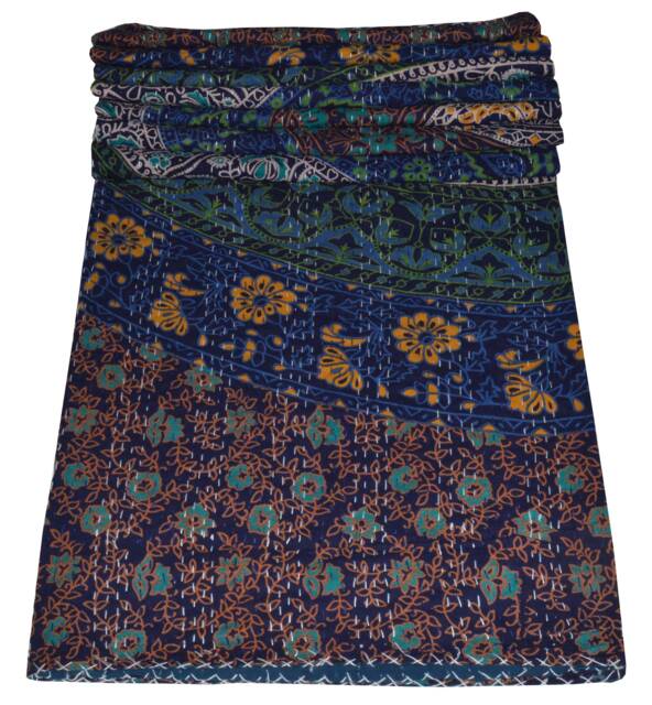 Indian Cotton Throws, Hippie Boho Decor Blankets, Mandala Kantha Quilt Queen Size, Mother's Day Gift, Throw - image 1