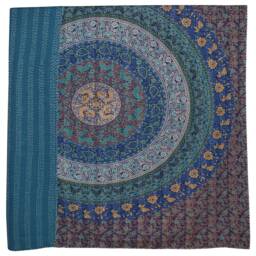 Indian Cotton Throws, Hippie Boho Decor Blankets, Mandala Kantha Quilt Queen Size, Mother's Day Gift, Throw - thumbnail 3