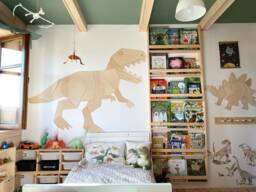 Wooden Dinosaur Wall Art - T-Rex Origami For Kids Room Montessori Nursery Decor Gift Boys- Free Delivery - thumbnail 1