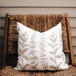 Hand Block Printed Linen Pillow Cover Eucalyptus Design, Boho Chic Home Decor - thumbnail 4