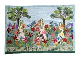 Colorful Floral Spring Textile Wall Art - thumbnail 1