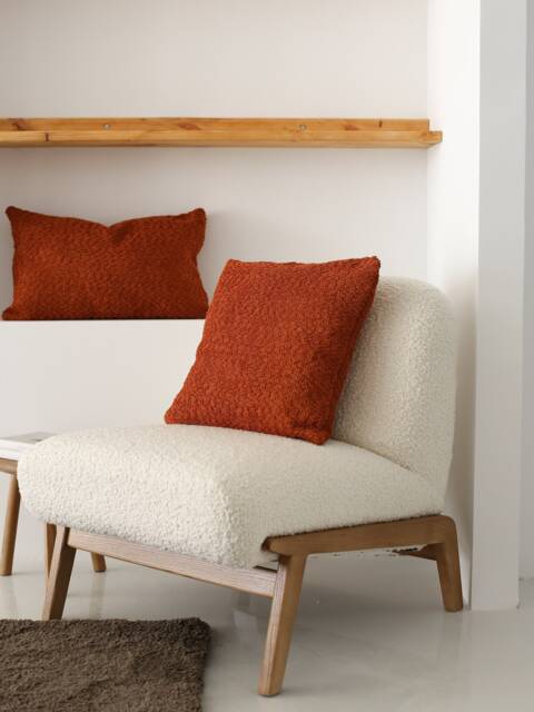 Terracotta Soft & Textured Throw Pillow Cover, Curly Boucle Boho Lumbar Case, Hidden Zipper, Cozy Farmhouse Decor, Any Size, 20x20 - image 1