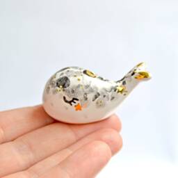 Housewarming Gift, Ceramic Whale Figurine, Baby Totem, Miniature Animal Home Decor, Decor - thumbnail 4