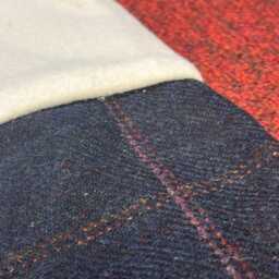 Tweed Wool Christmas Stocking in Dark Navy Blue & Pink Windowpane Design - thumbnail 2