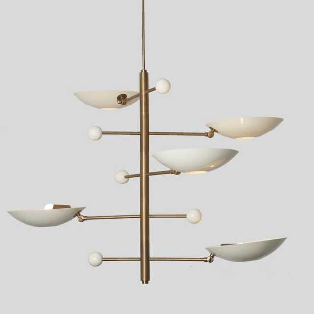 stilnovo Sputnik Chandelier - Raw Brass, Mid-Century Modern 5-Arm Light - image 1