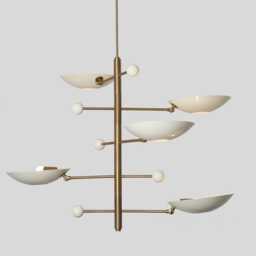 stilnovo Sputnik Chandelier - Raw Brass, Mid-Century Modern 5-Arm Light - thumbnail 1