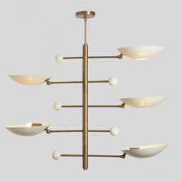 stilnovo Sputnik Chandelier - Raw Brass, Mid-Century Modern 5-Arm Light - thumbnail 2